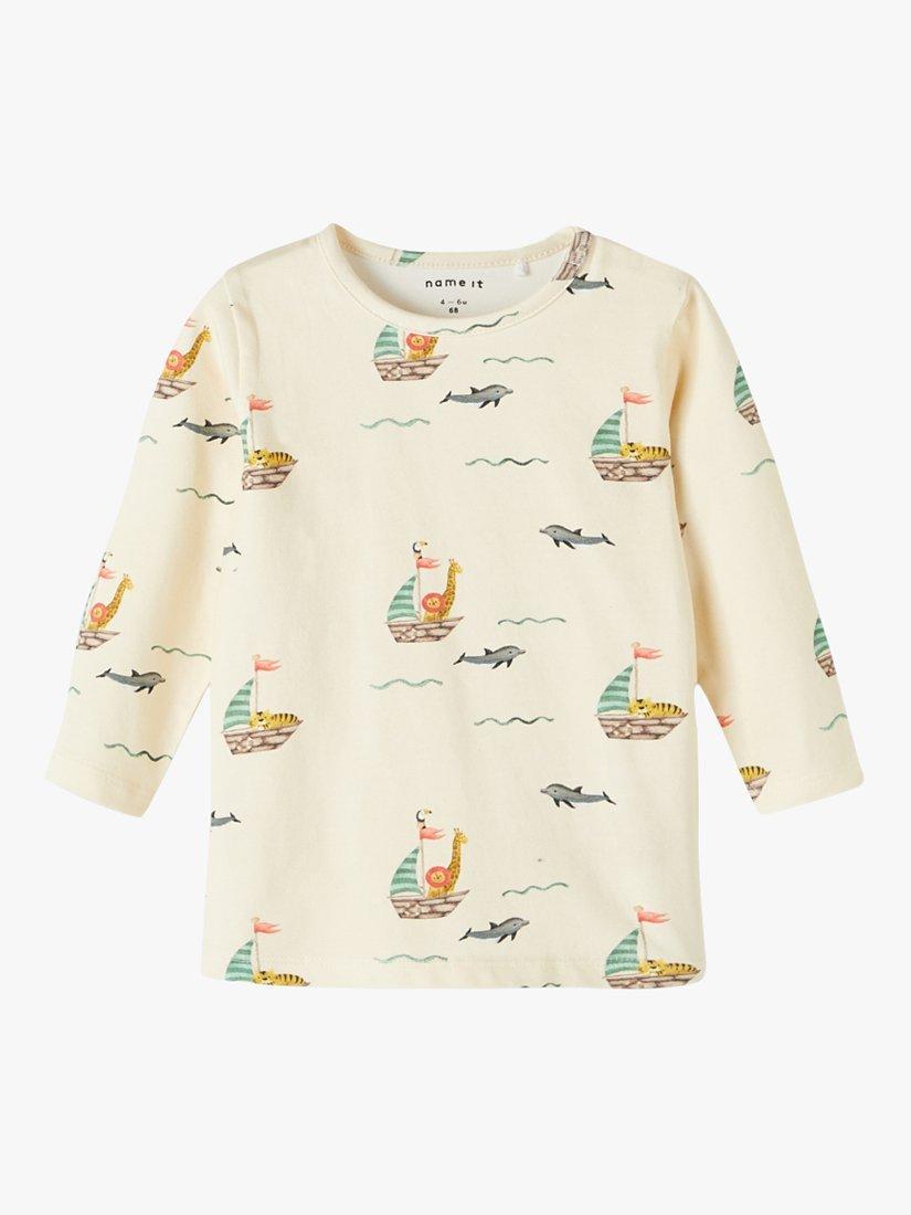 NAME IT Baby Safari AOP Top, Buttercream