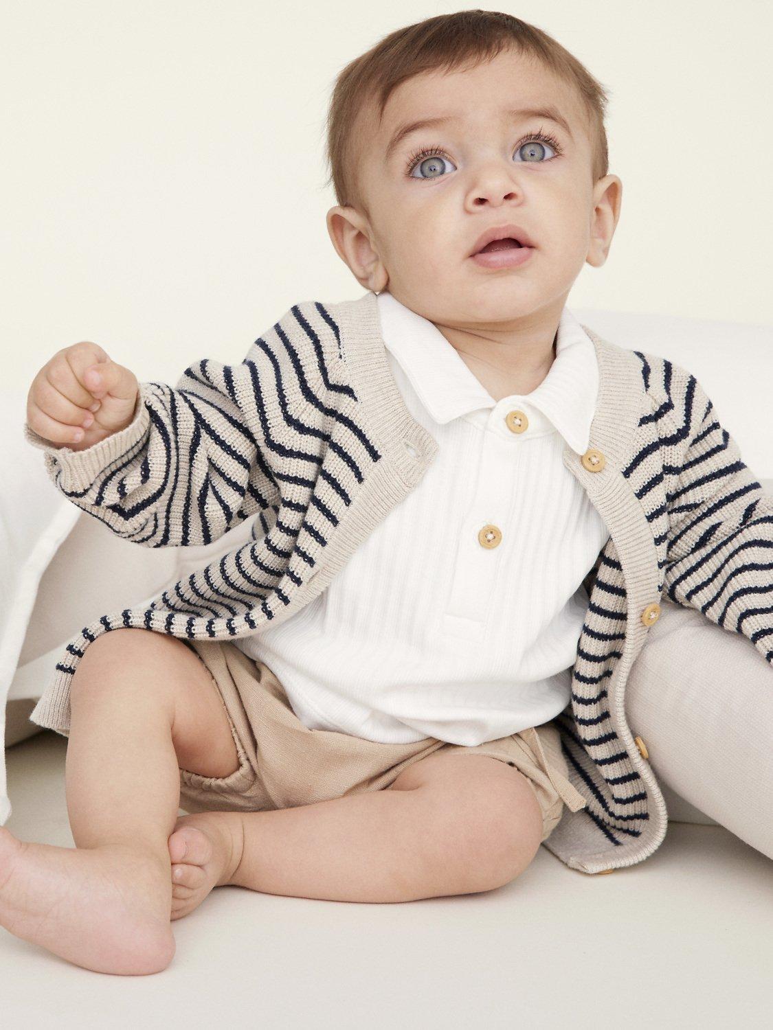 NAME IT Baby Textured Short Sleeve Polo Shirt, Bright White
