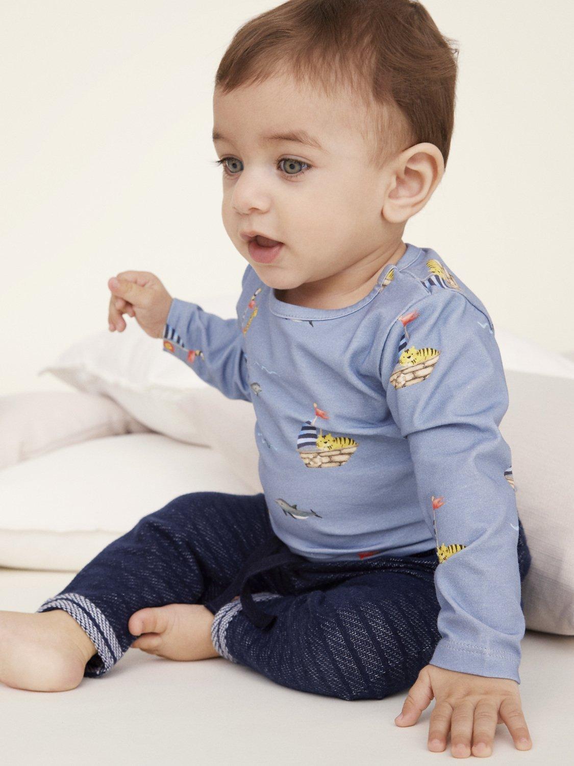 NAME IT Baby Safari AOP Top, Dusty Blue