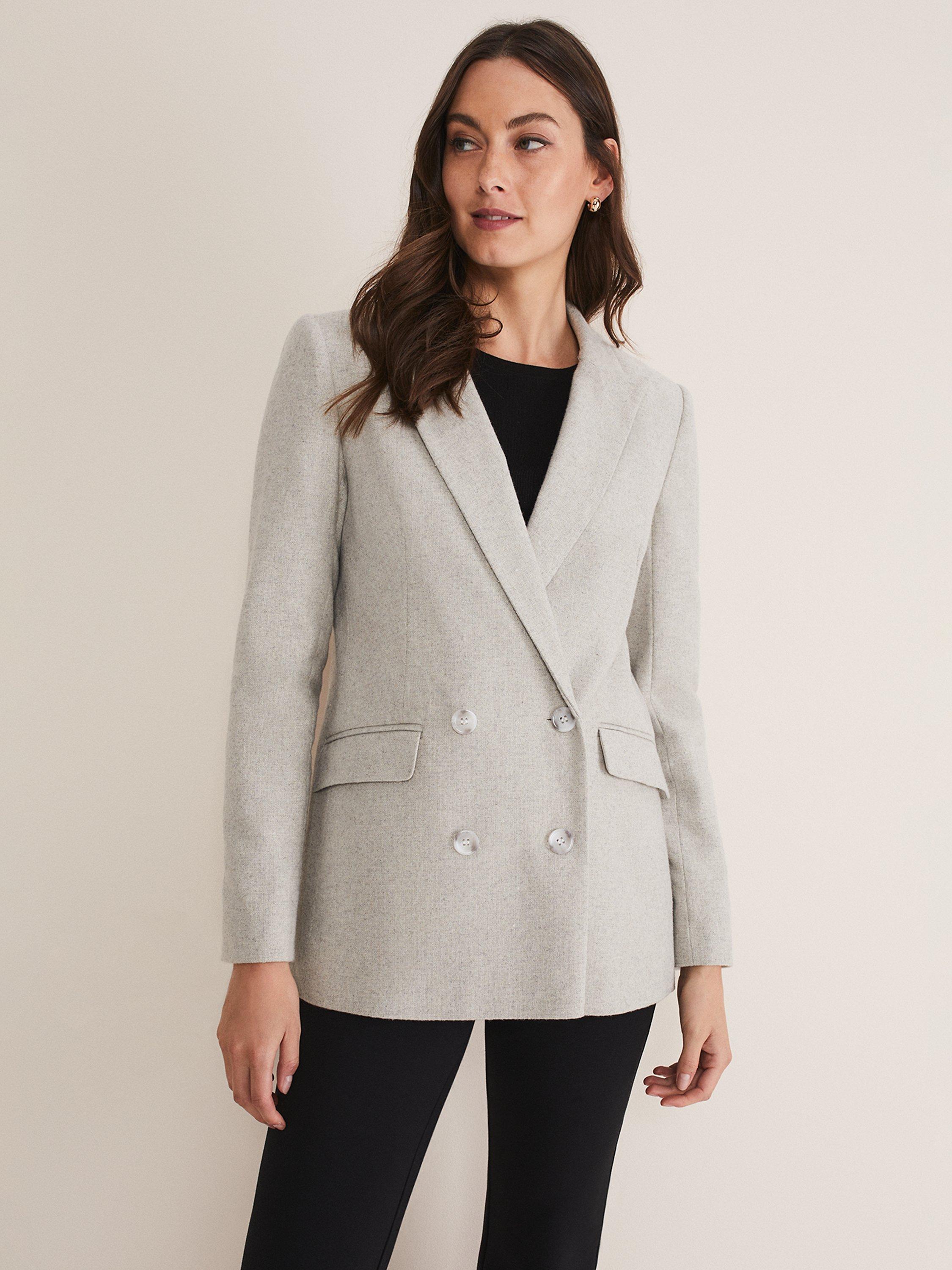 Phase Eight Drew Wool Blend Blazer, Grey/Neutral