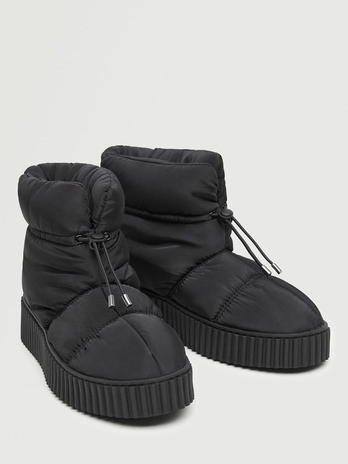 Mango Nieve Quilted Platform Boots, Black