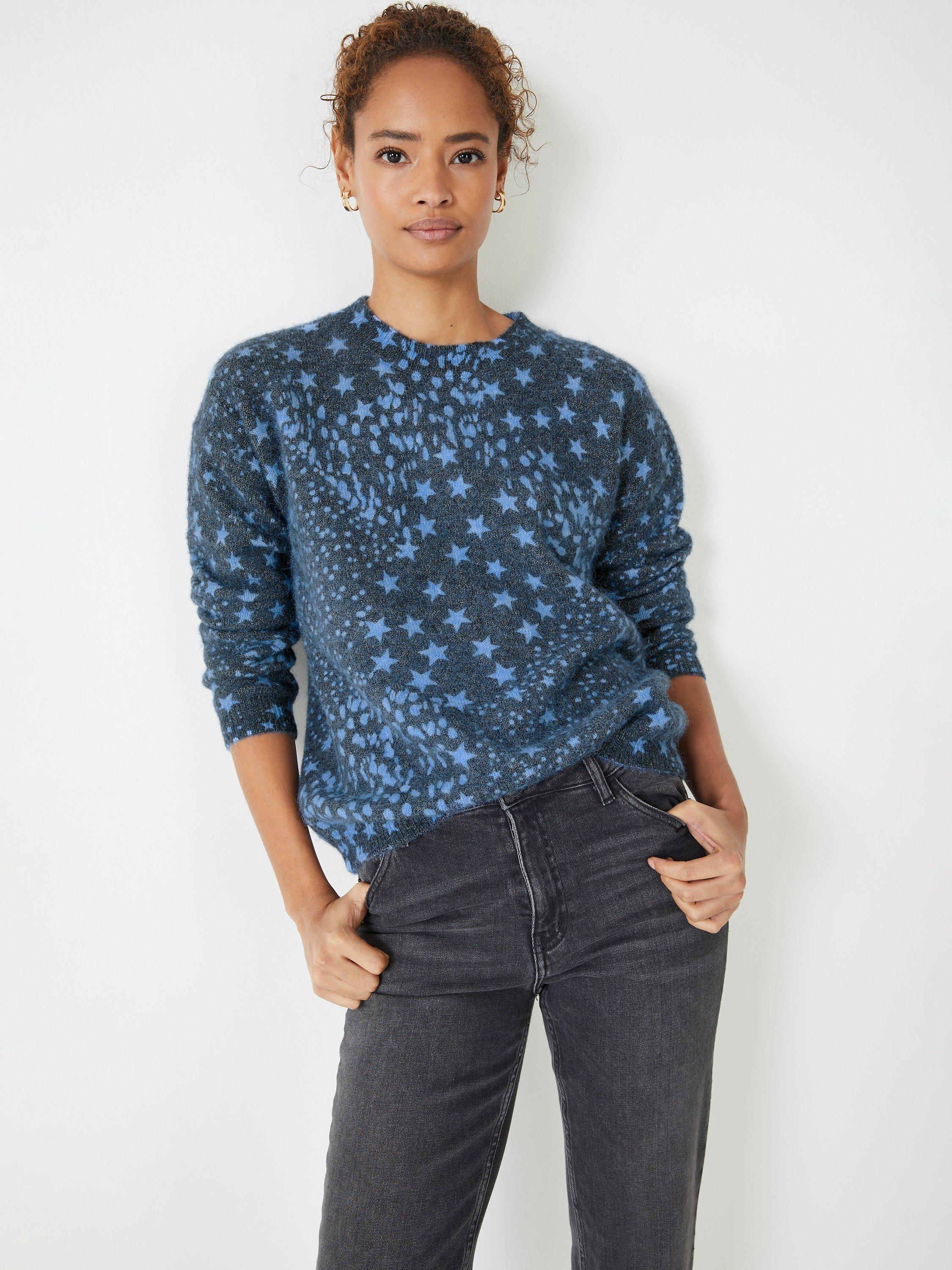 HUSH Star Wool Alpaca Blend Jumper, Black/Blue