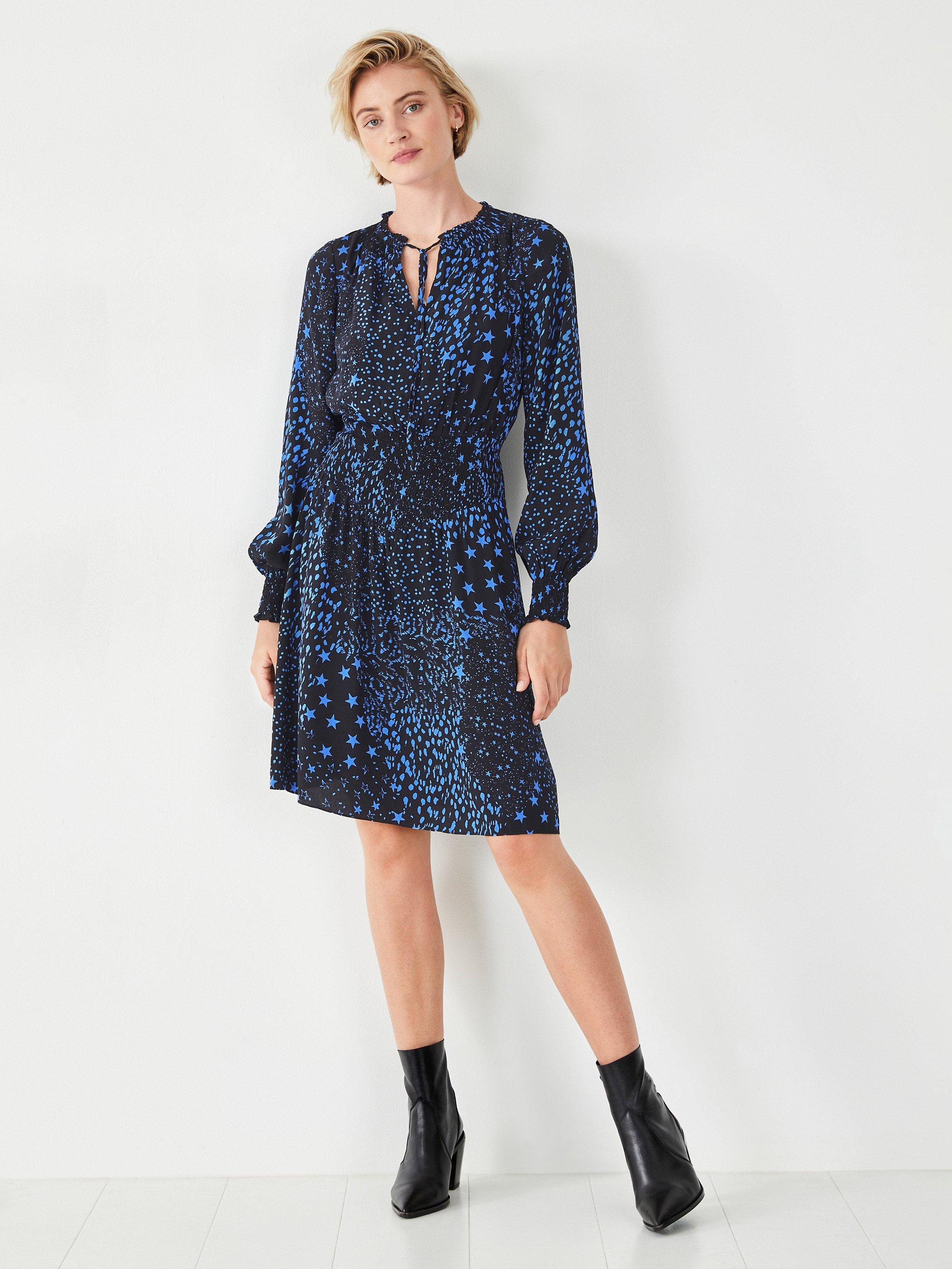 HUSH Phoebe Star Print Mini Dress, Black/Blue
