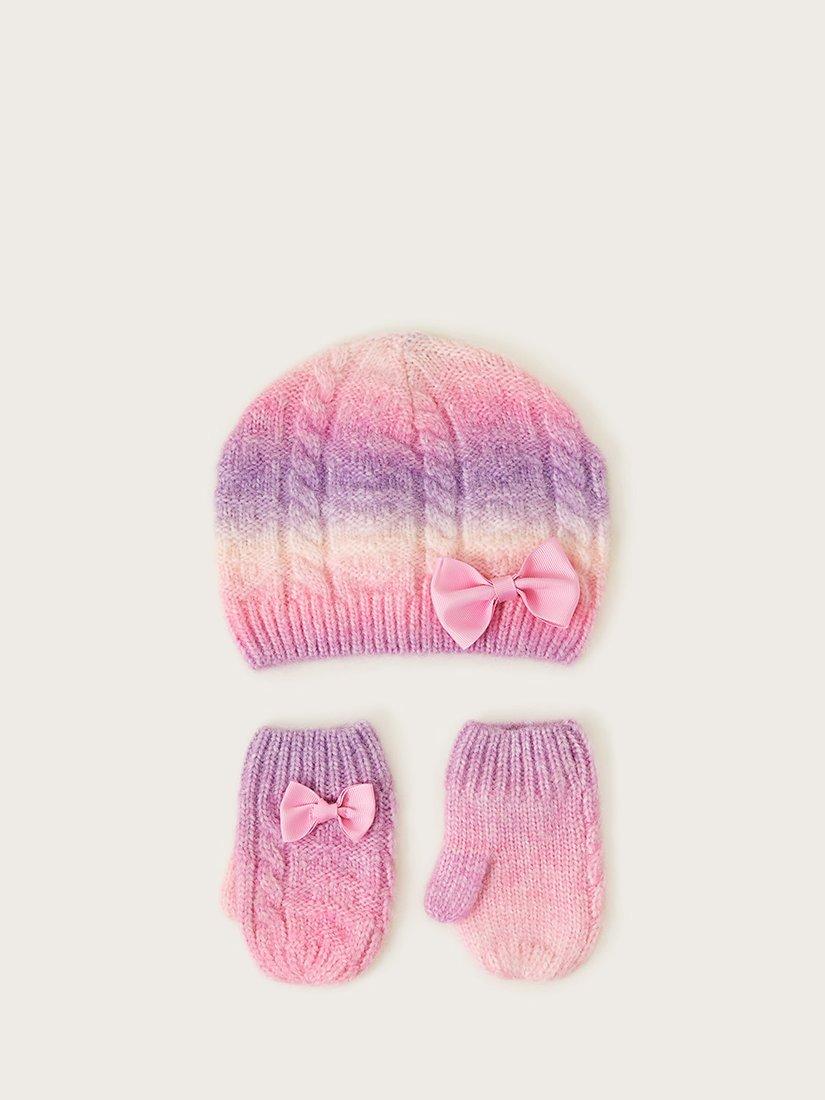 Monsoon Baby Rebecca Pastel Beanie & Mittens Set, Multi