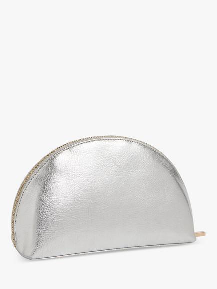 Whistles Nina Leather Make Up Bag - view 2, Silver