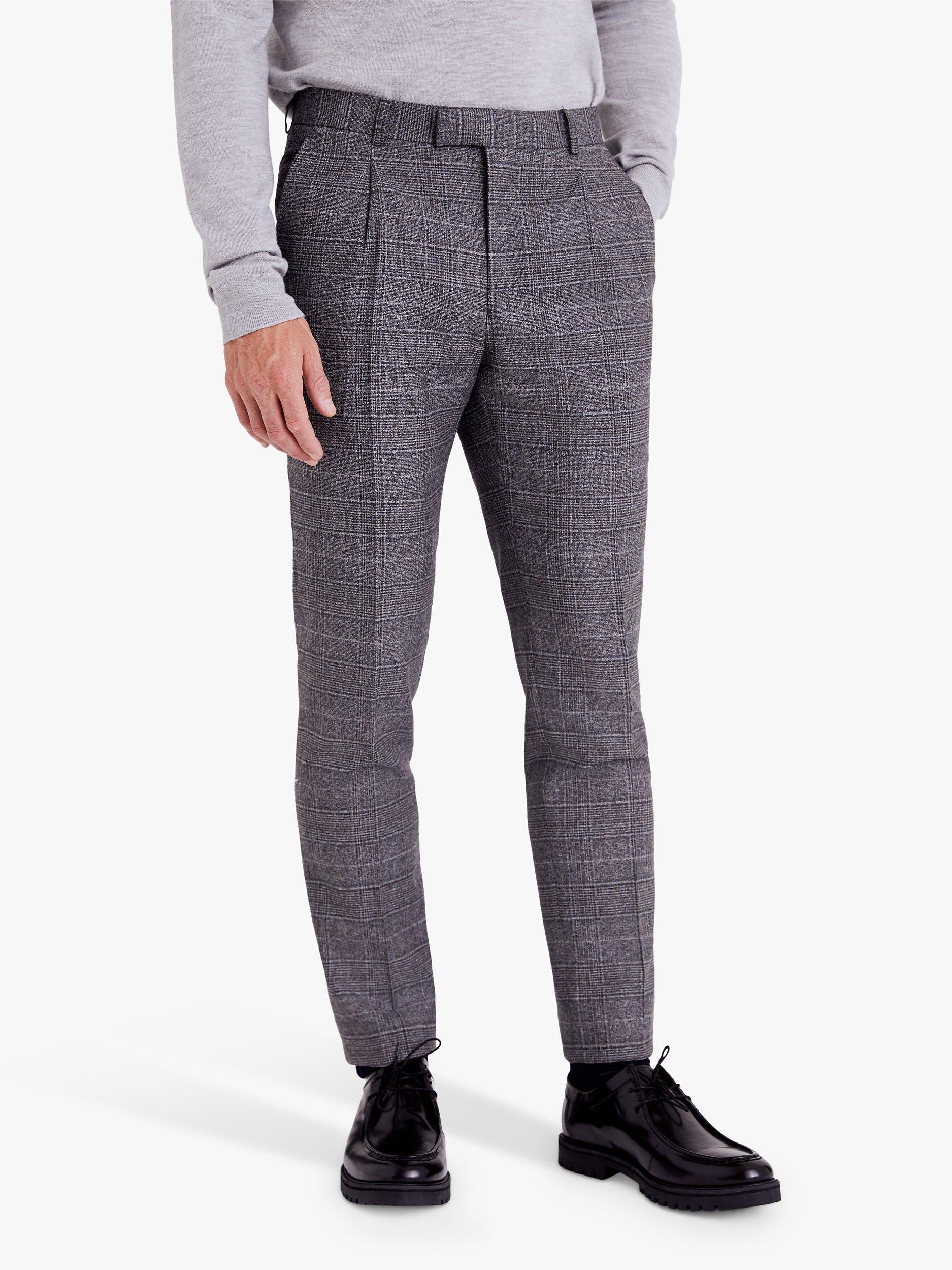 Moss Slim Fit Check Suit Trousers, Grey