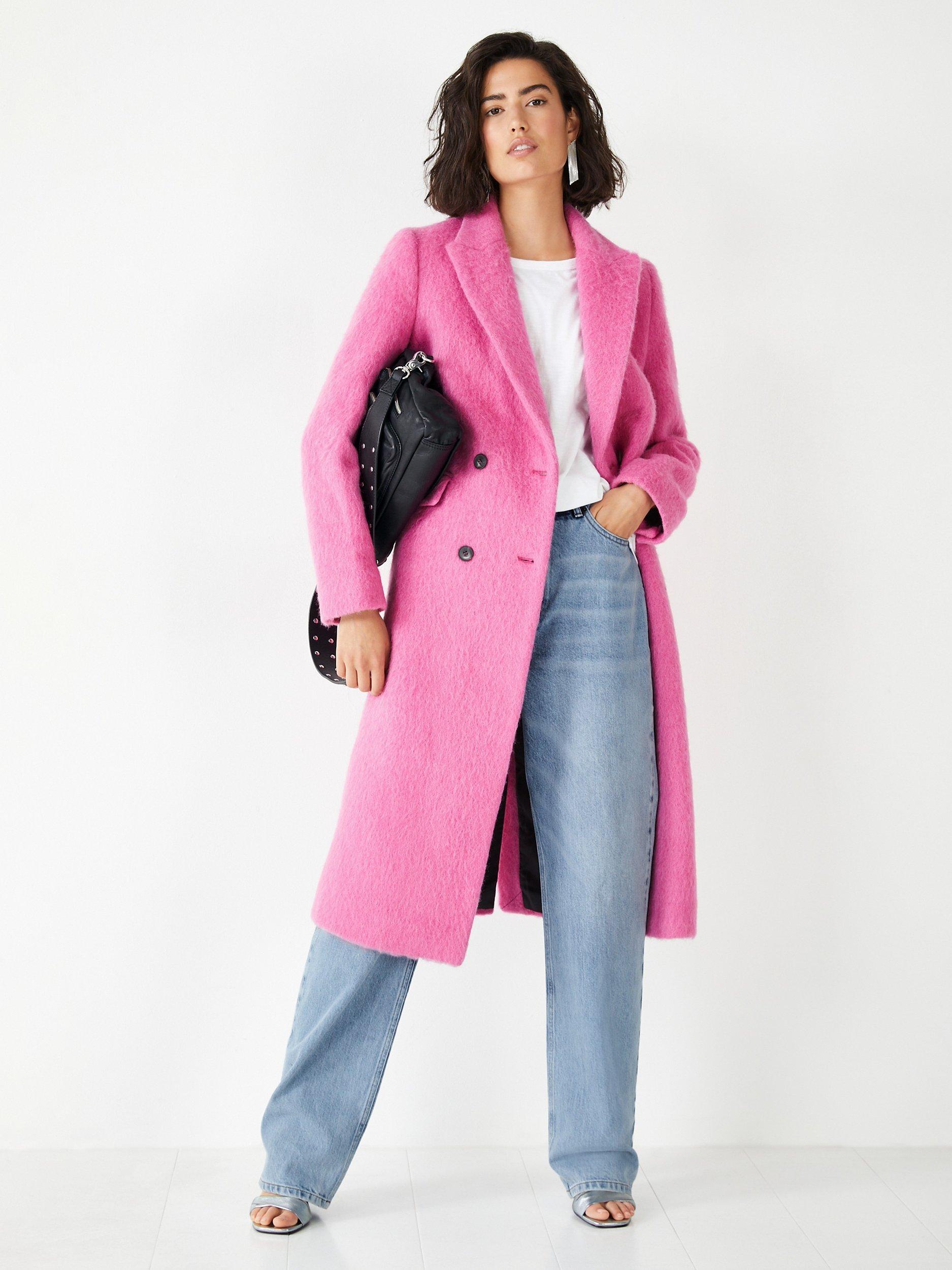 HUSH Rue Tailored Wool Blend Coat Bright Pink