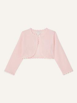 Monsoon Baby Niamh Scallop Trim Cardigan, Pink