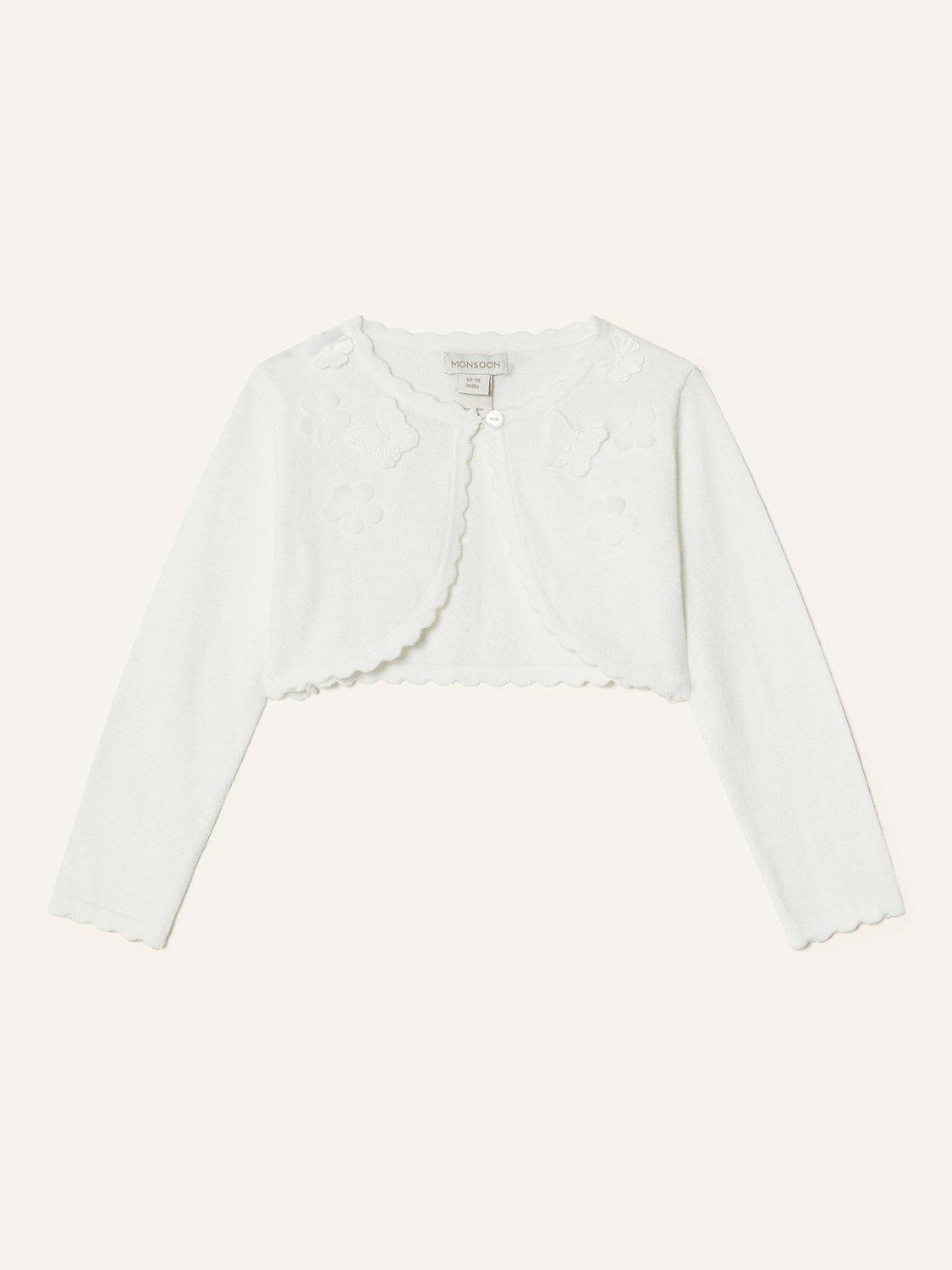 Monsoon Baby Cotton 3D Butterfly Cardigan, Ivory