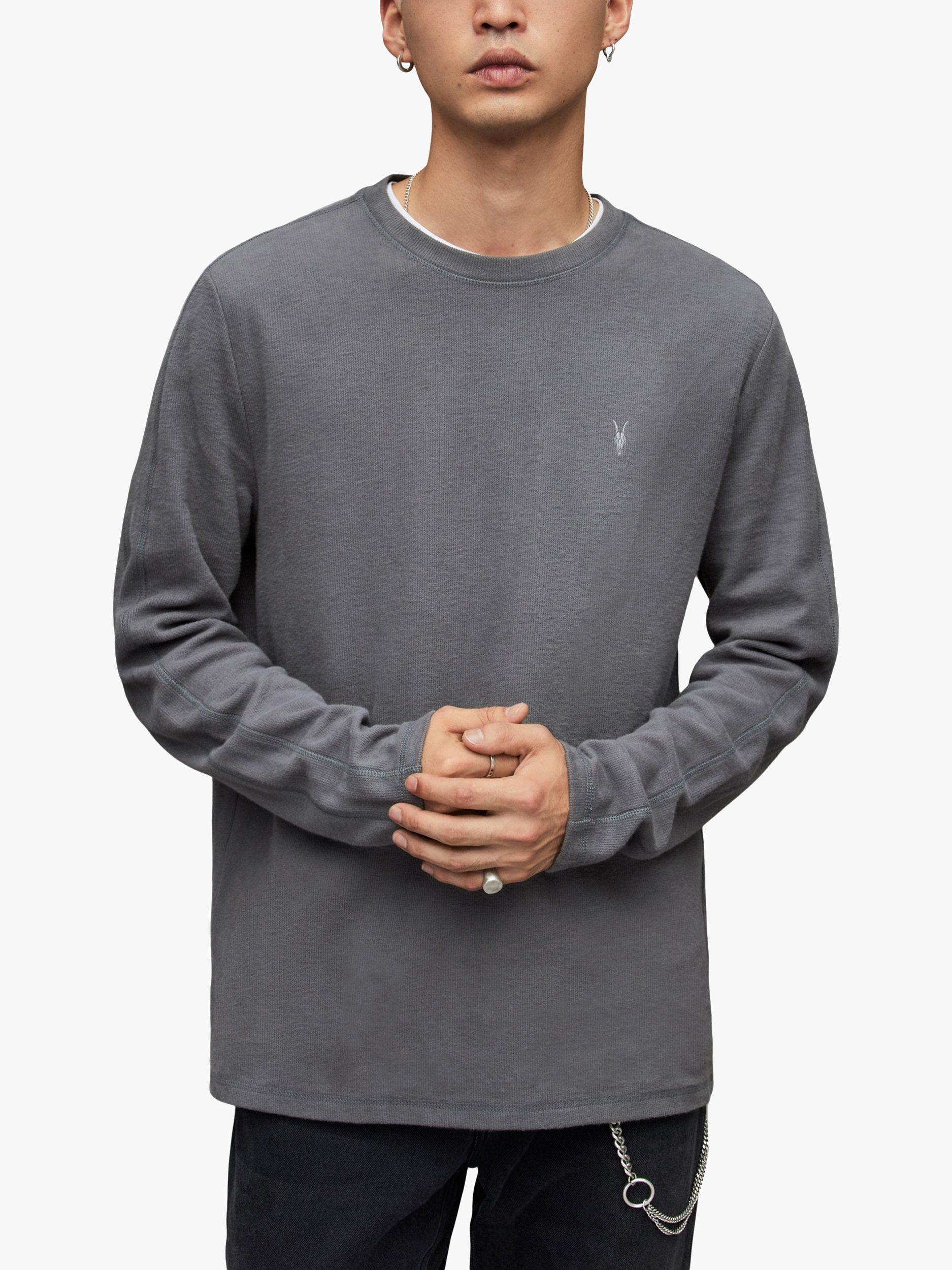 AllSaints Rowe Crew Neck Ribbed Top, Hazy Grey, XXL