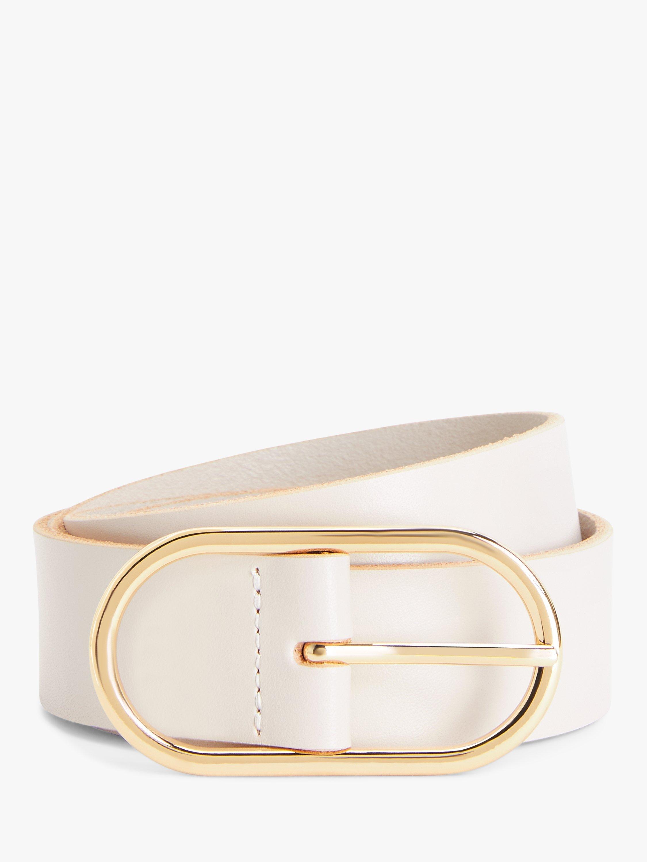 John Lewis Oval Buckle Leather Belt White