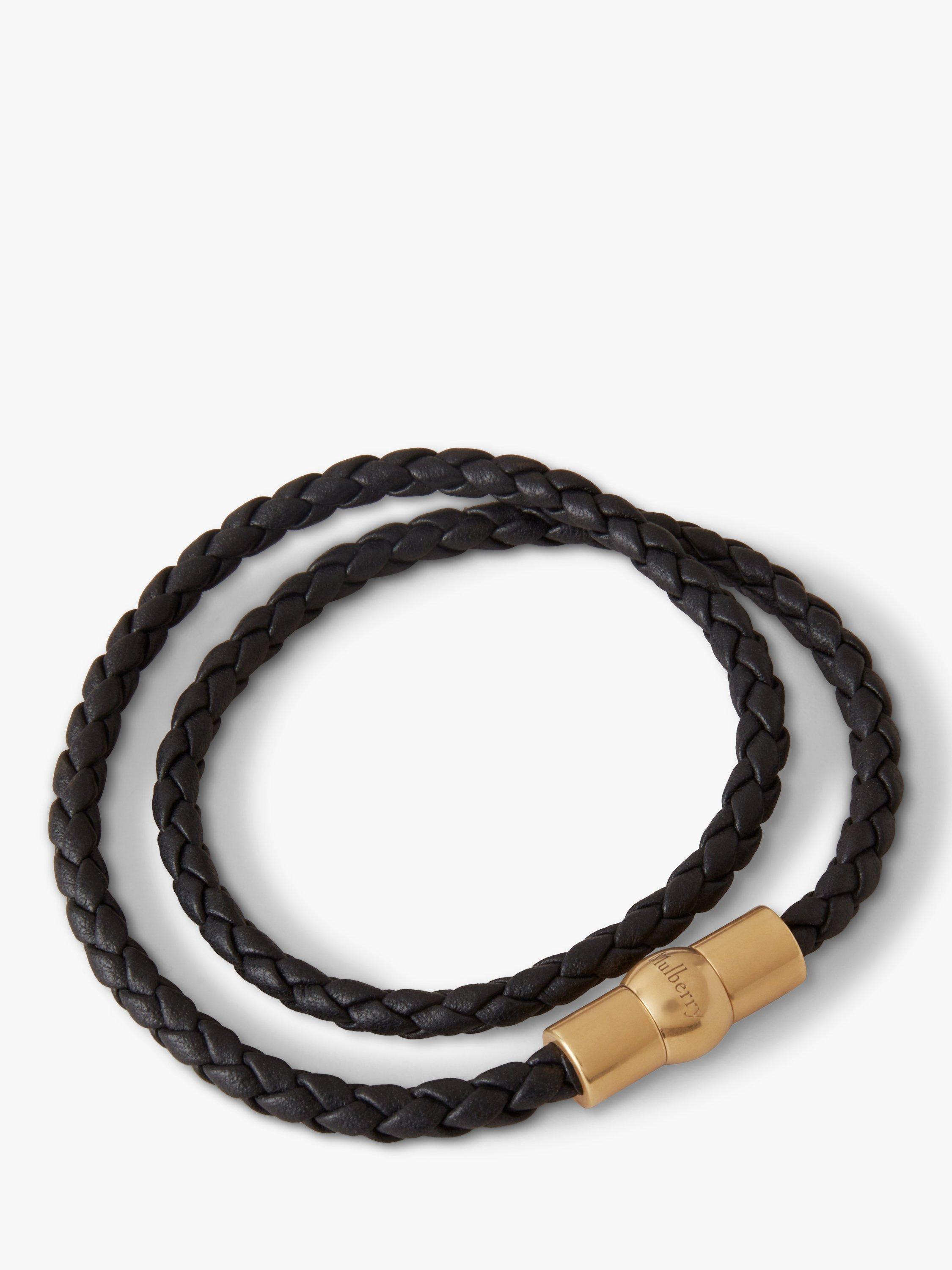 Mulberry Iris Heavy Grain Leather Double Braided Bracelet