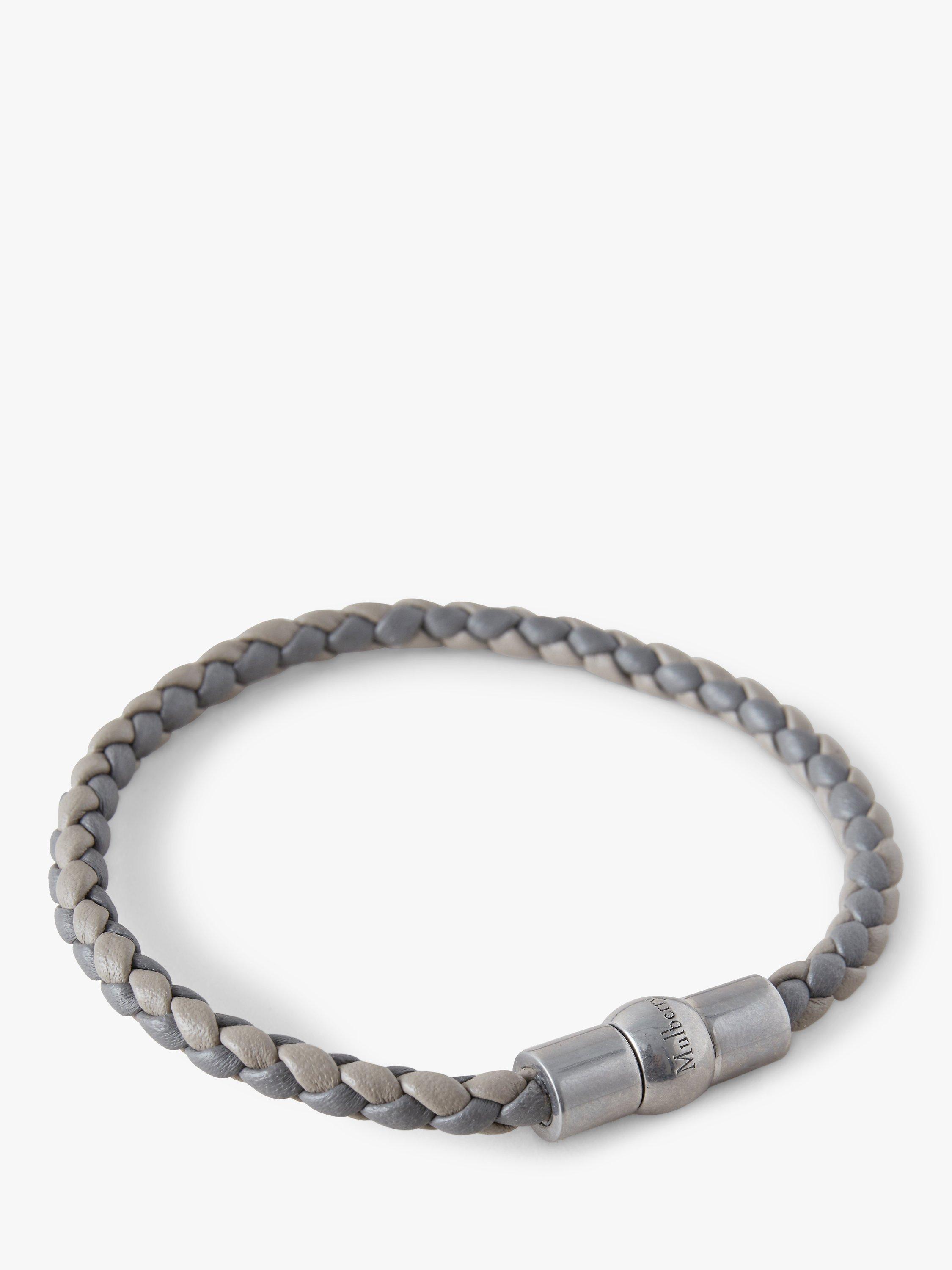 Product image 1 of 2, which shows Mulberry Iris Heavy Grain Leather Braided Bracelet, Charcoal, S
