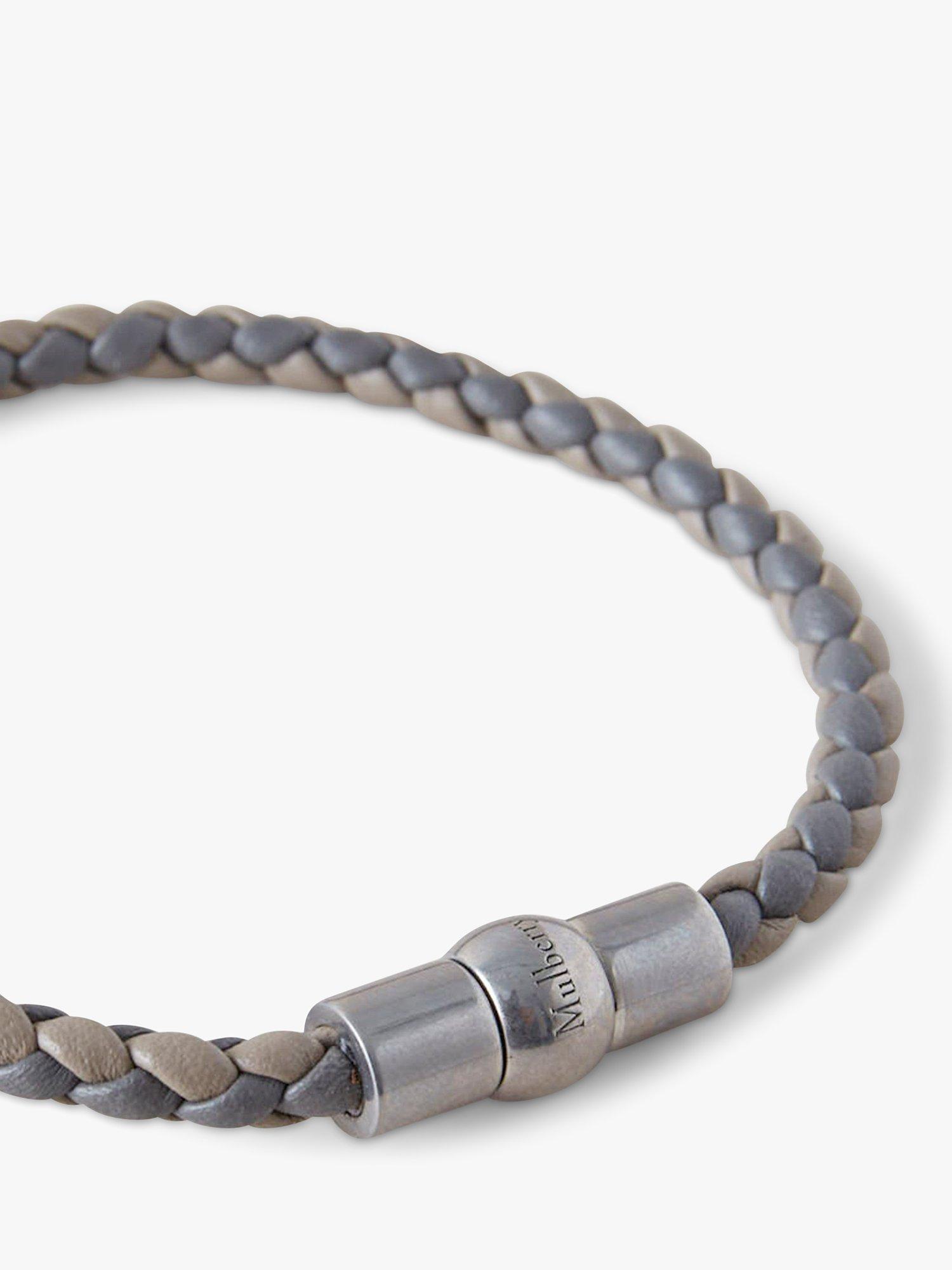 Product image 2 of 2, which shows Mulberry Iris Heavy Grain Leather Braided Bracelet, Charcoal, S