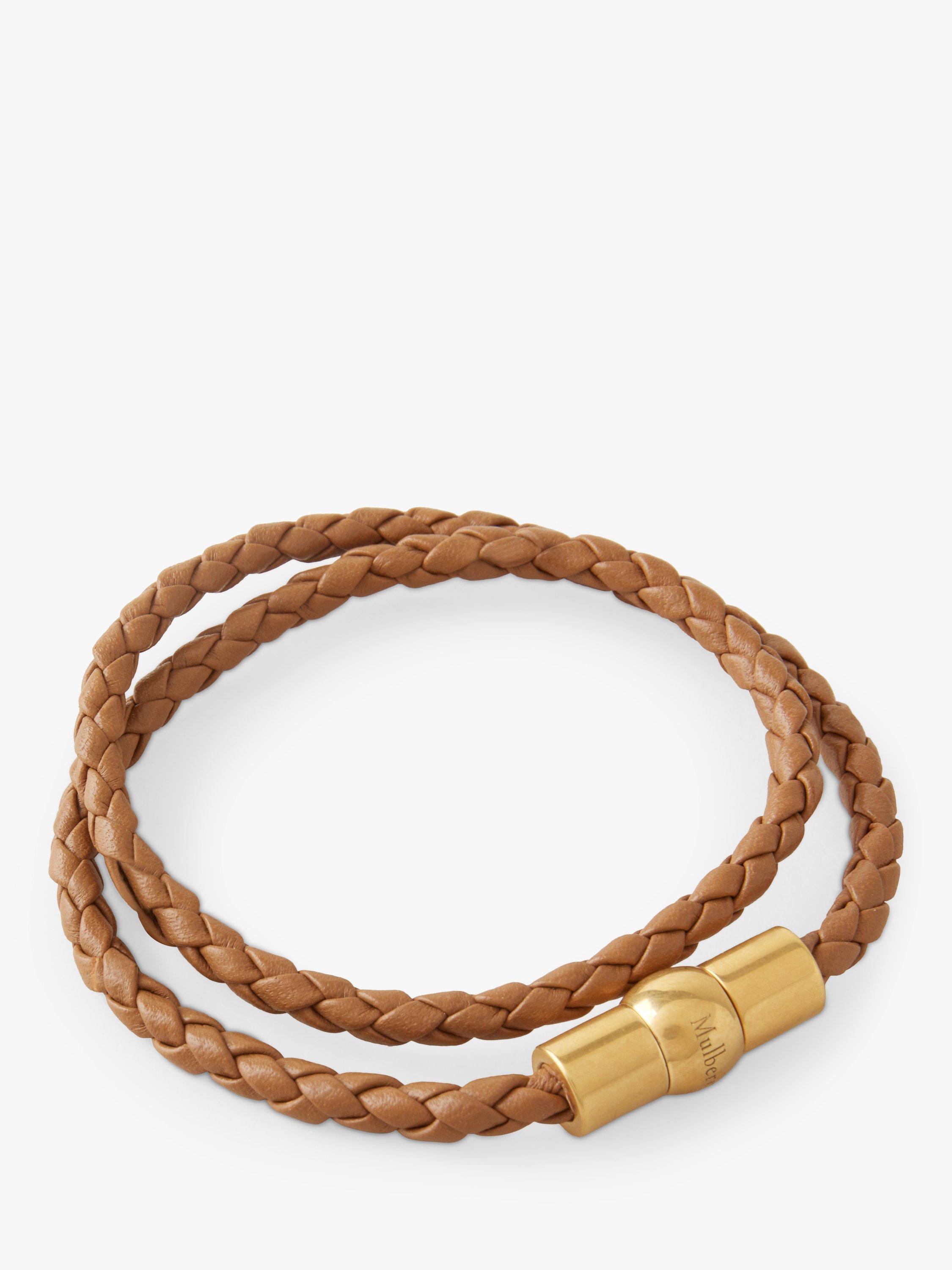 Mulberry Iris Heavy Grain Leather Double Braided Bracelet, Teak