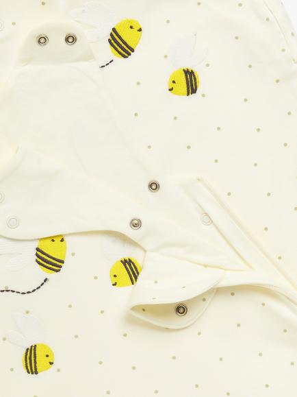 John Lewis Oh My Darling Bee Sun Print Sleeping Bag, 0.5 Tog, White/Multi - view 2, Grey