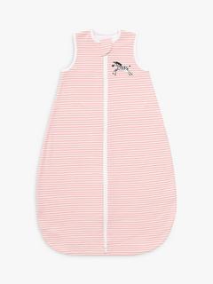 John Lewis Stripe Zebra Baby Sleeping Bag, 0.5 Tog, Pink/White, 6-18 months