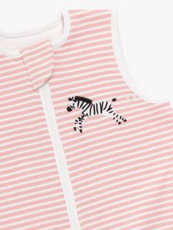 John Lewis Stripe Zebra Baby Sleeping Bag, 0.5 Tog, Pink/White - view 2, Pink/White
