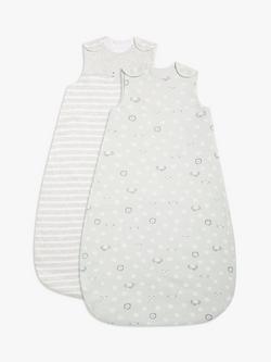 John Lewis Safari Print Baby Sleeping Bag, 0.5/1.5 Tog, Pack of 2, Grey Marl