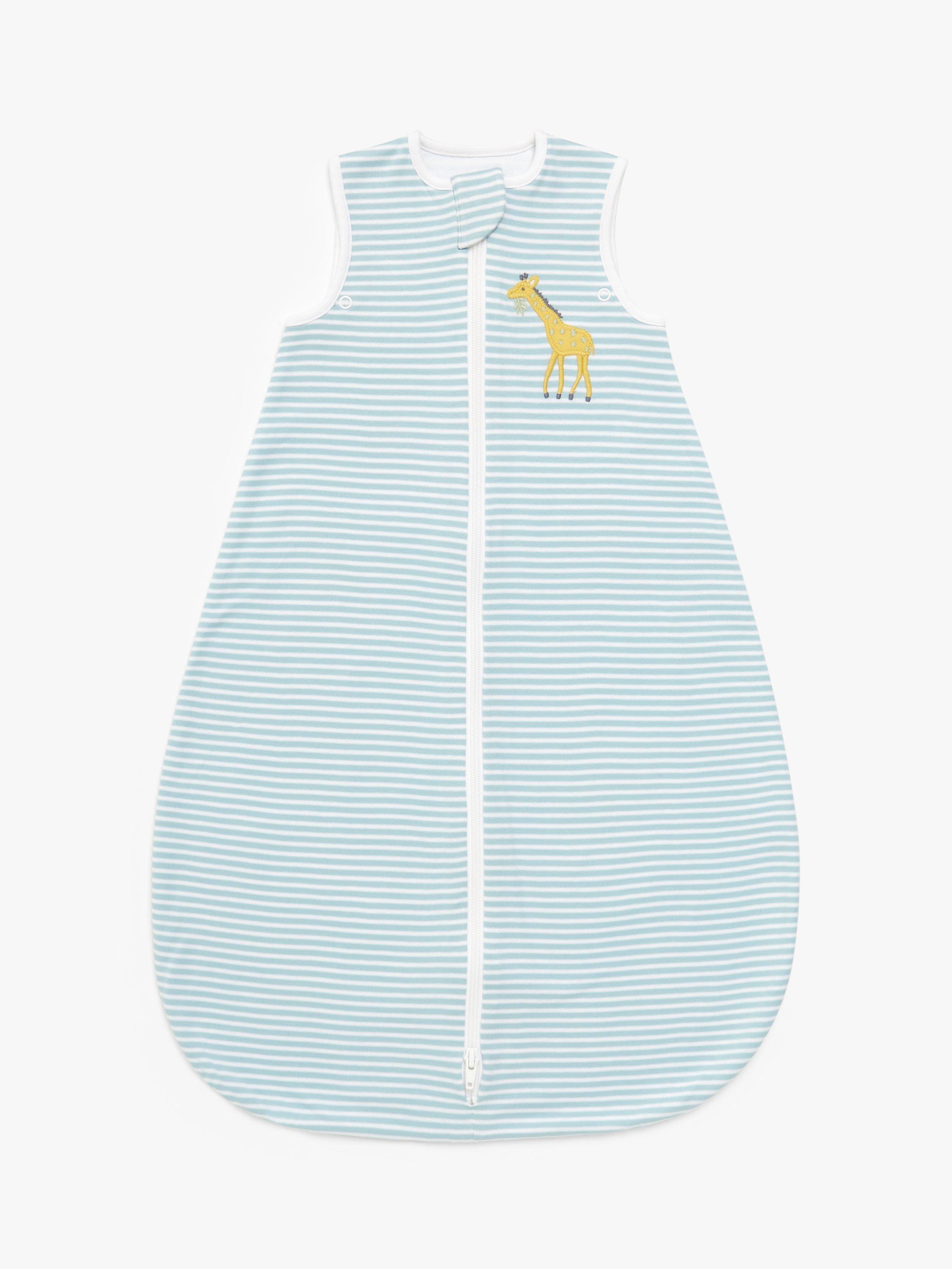 John Lewis Stripe Giraffe Baby Sleeping Bag 0.5 Tog Blue