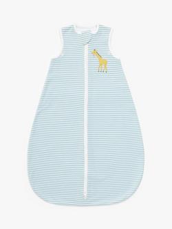 John Lewis Stripe Giraffe Baby Sleeping Bag, 0.5 Tog, Blue, Blue