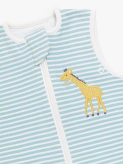 John Lewis Stripe Giraffe Baby Sleeping Bag, 0.5 Tog, Blue - view 2, Blue
