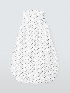 John Lewis Star Print Muslin Cotton Baby Sleeping Bag, 0.5 Tog, White, 0-6 months