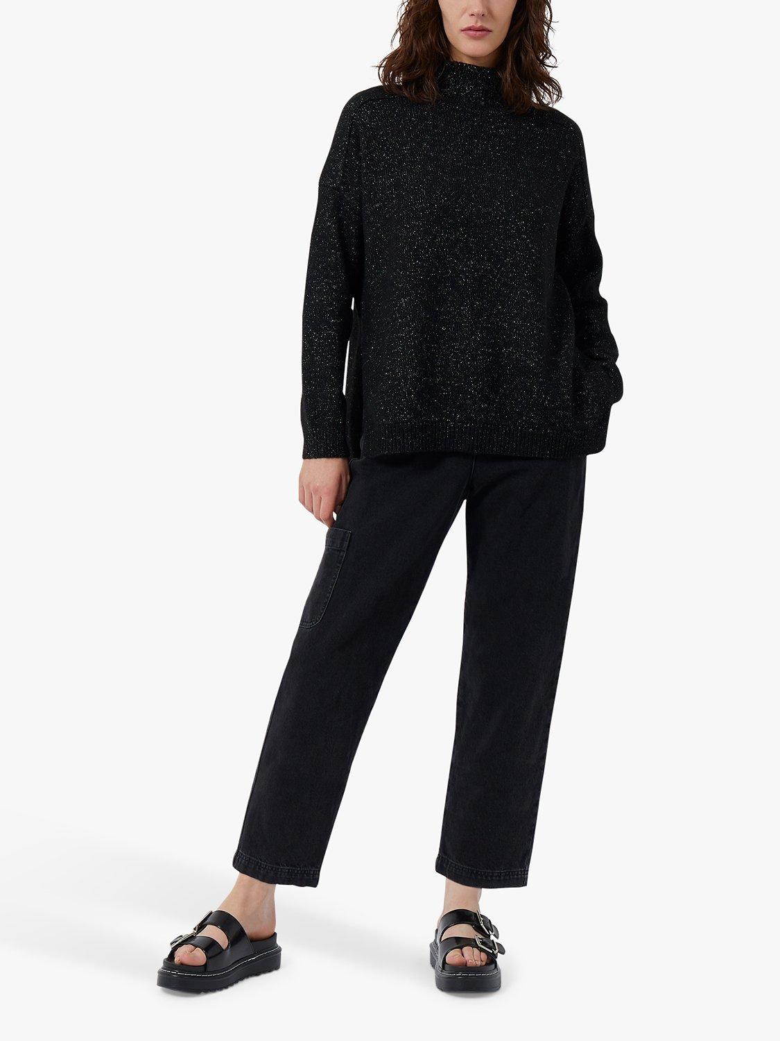 Great Plains Winter Sparkle High Neck Jumper, Black