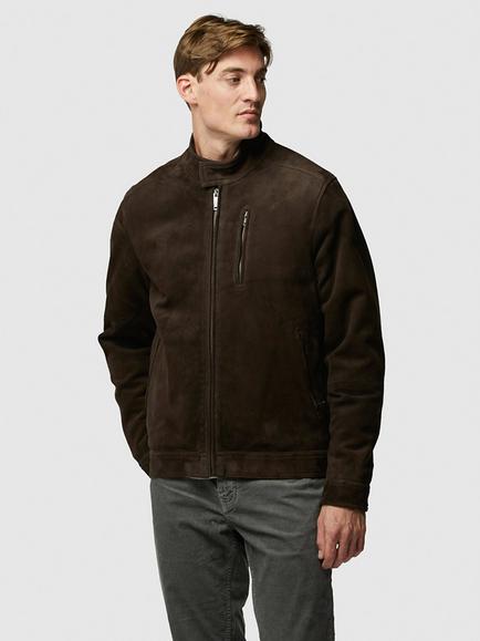 Rodd & Gunn Anchorite Premium Suede Bomber Jacket, Carob, Carob