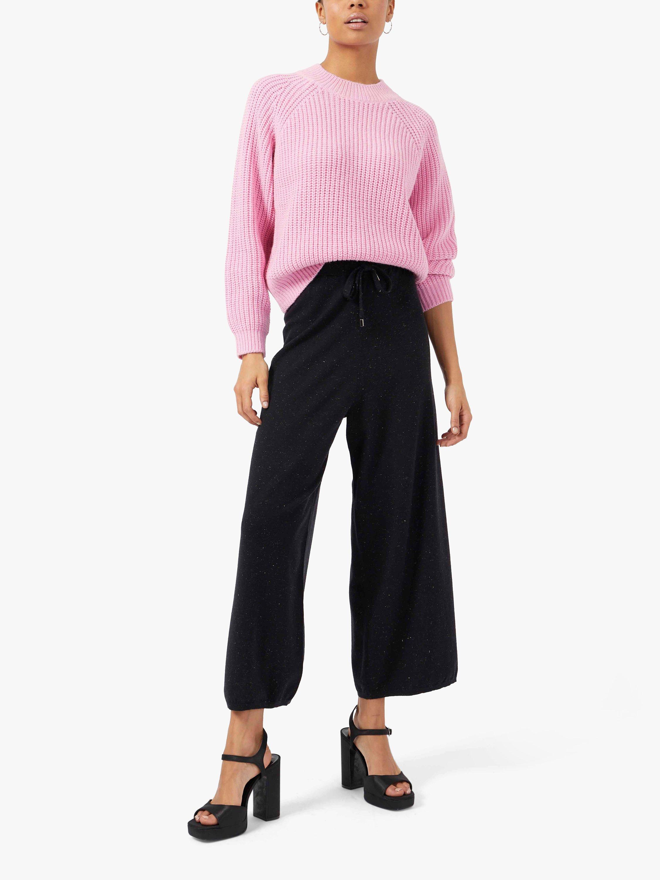 Great Plains Luxe Metallic Wide Leg Trousers, Black