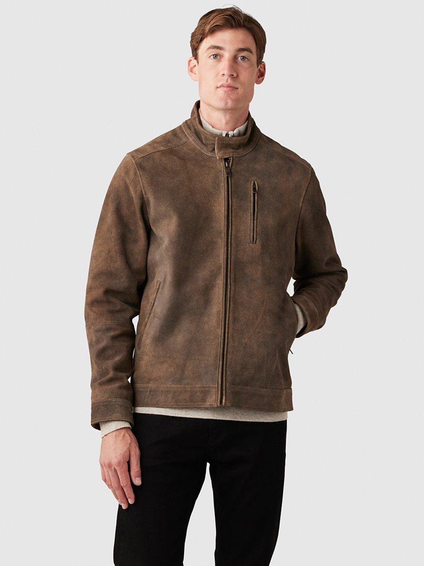 Product image 1 of 5, which shows Rodd & Gunn Mandeville Premium Suede Leather Jacket, Seal, S