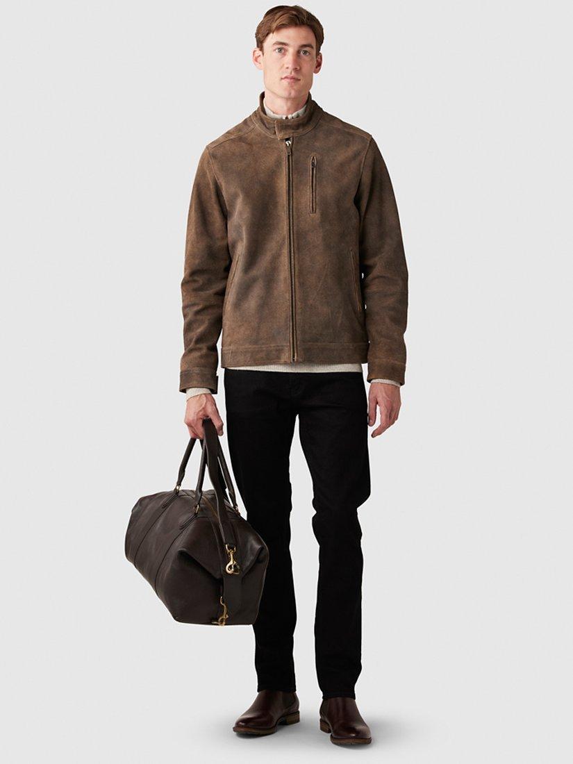 Product image 2 of 5, which shows Rodd & Gunn Mandeville Premium Suede Leather Jacket, Seal, S