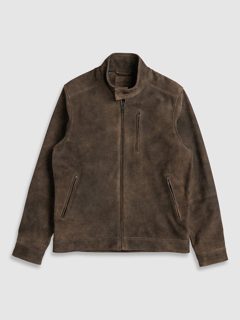 Product image 4 of 5, which shows Rodd & Gunn Mandeville Premium Suede Leather Jacket, Seal, S
