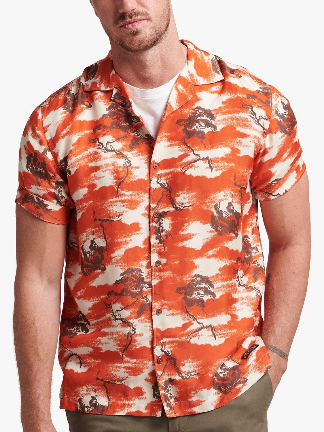 Superdry Revere Short Sleeve Shirt, Red Clouds
