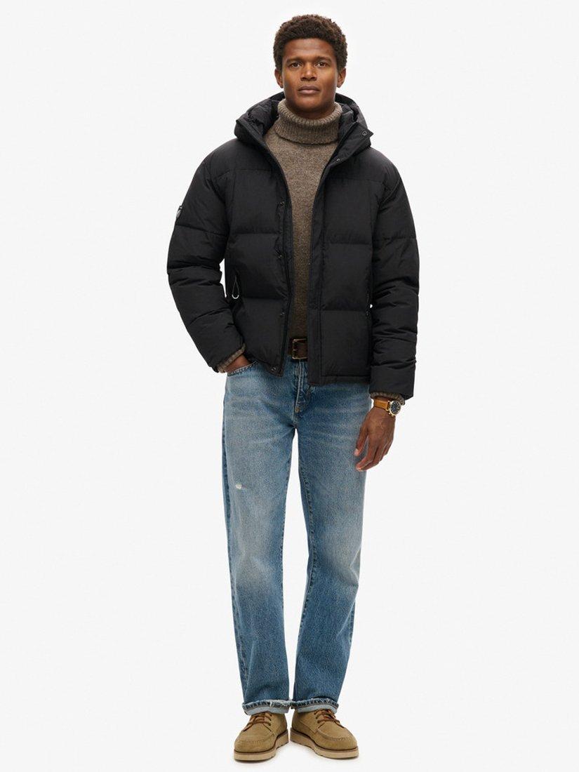 Product image 3 of 6, which shows Superdry Hooded Box Quilt Puffer Jacket, Black, S