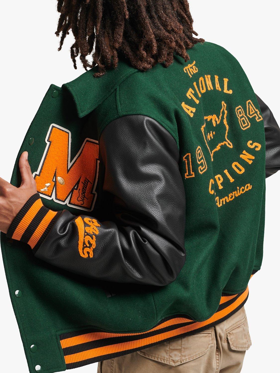 Superdry College Varsity Patch Bomber Jacket, Enamel Green