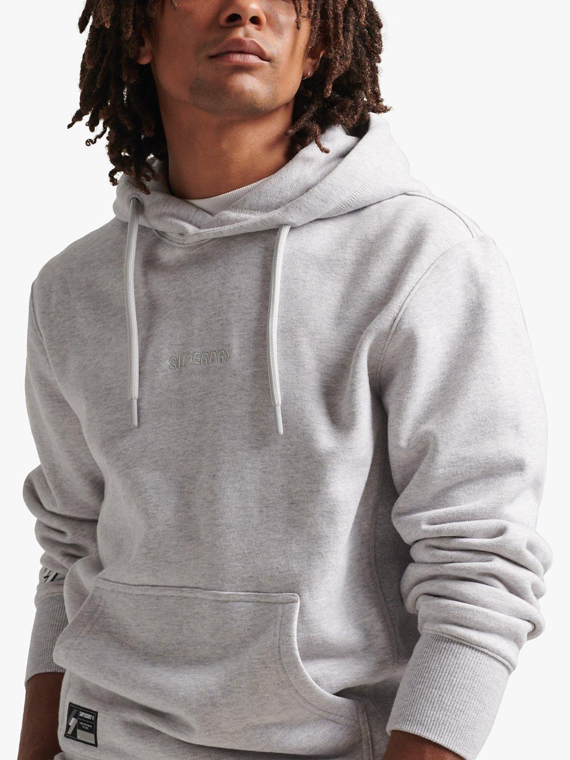 Superdry Embroidered Micro Logo Loose Fit Hoodie, Cadet Grey Marl