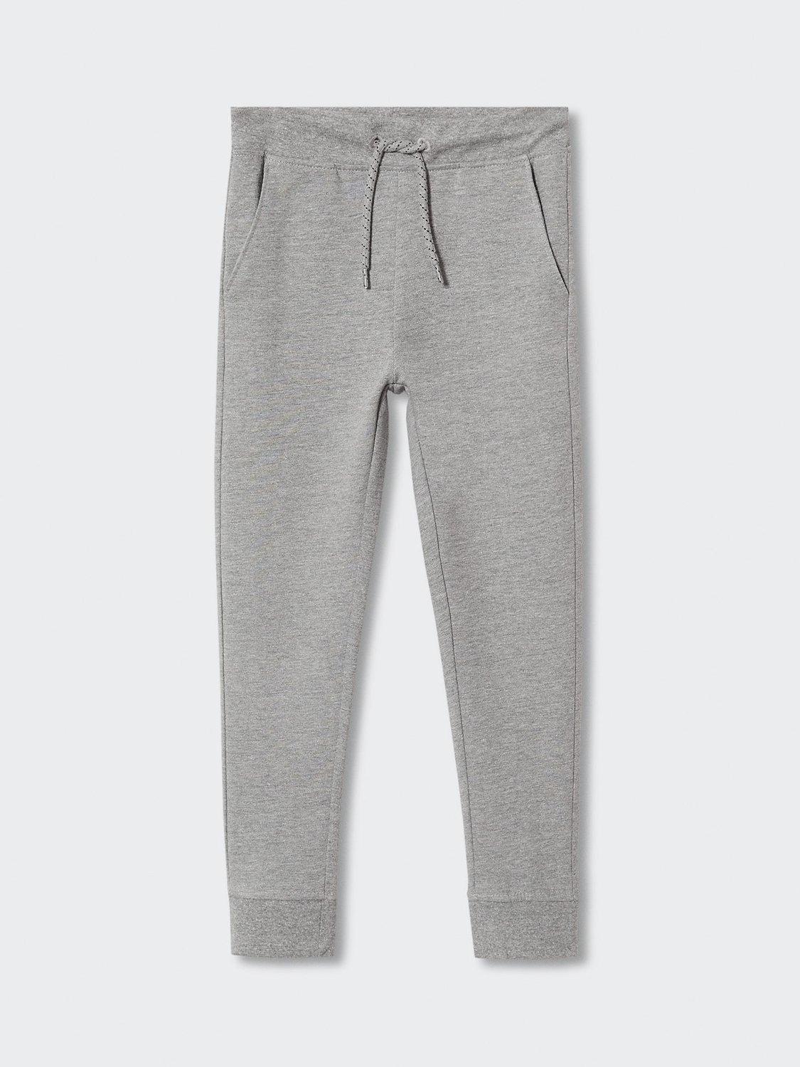 Mango Kids' Cotton Jogger Style Trousers, Medium Grey