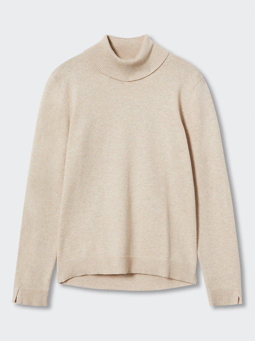 Mango Kids' Bella Roll Neck Jumper, Pastel Brown