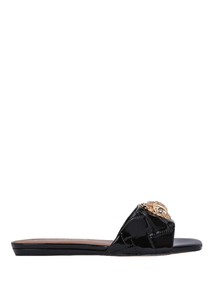 Kurt Geiger London Kensington Patent Sliders, Black, Black