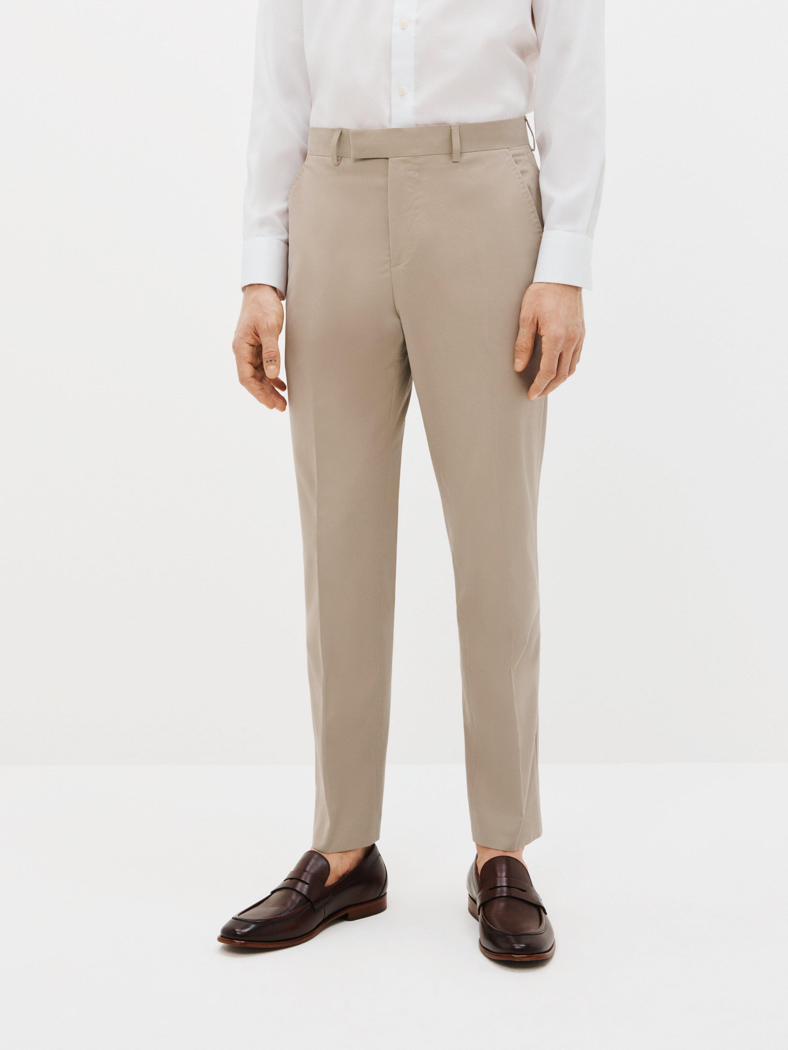 John Lewis Zegna Cotton Cashmere Blend Regular Fit Suit Trousers, Stone, 42R