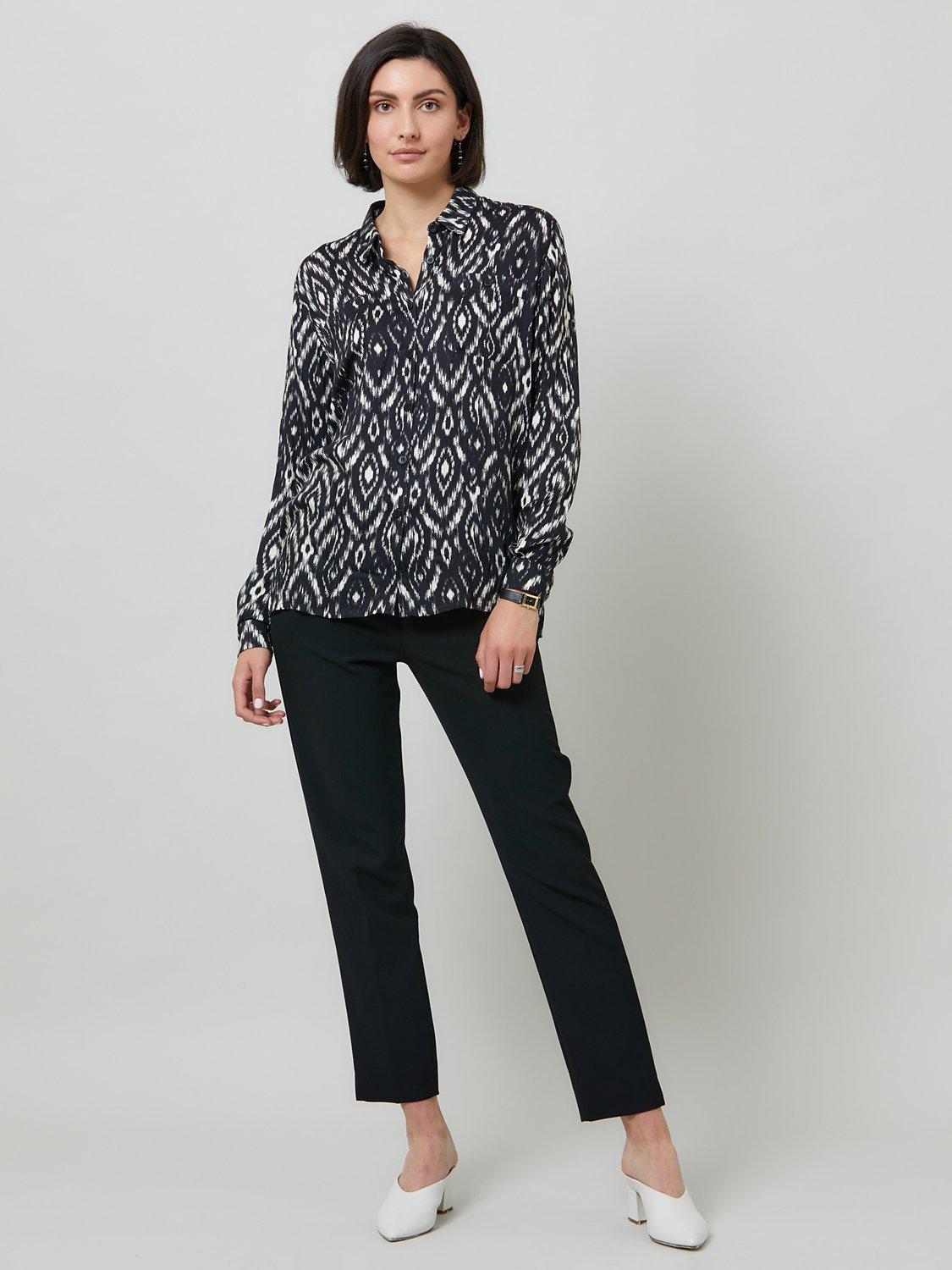 Helen McAlinden Ella Ikat Print Blouse, Black/Cream