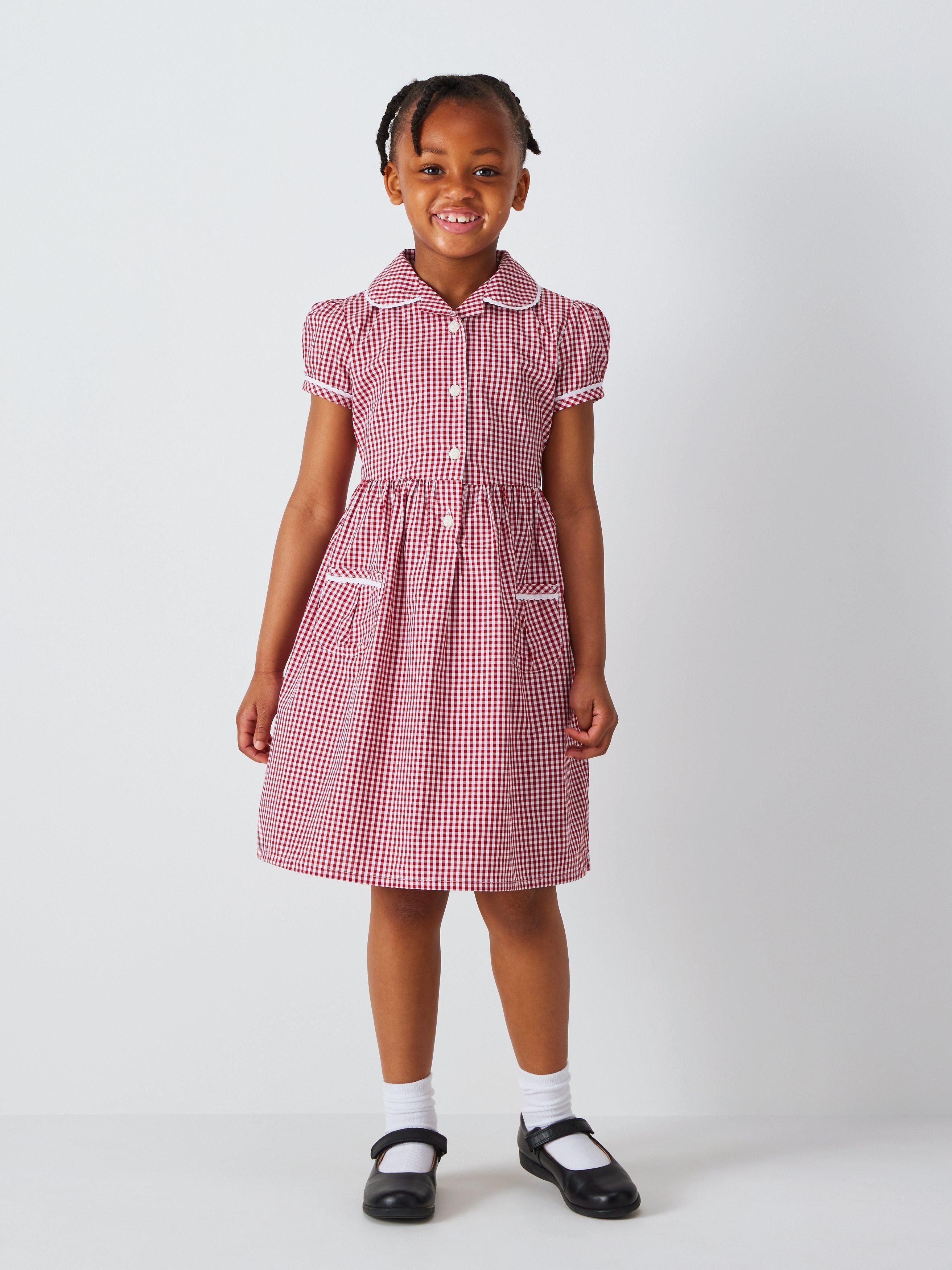 John Lewis Gingham Cotton School Summer Dress Red