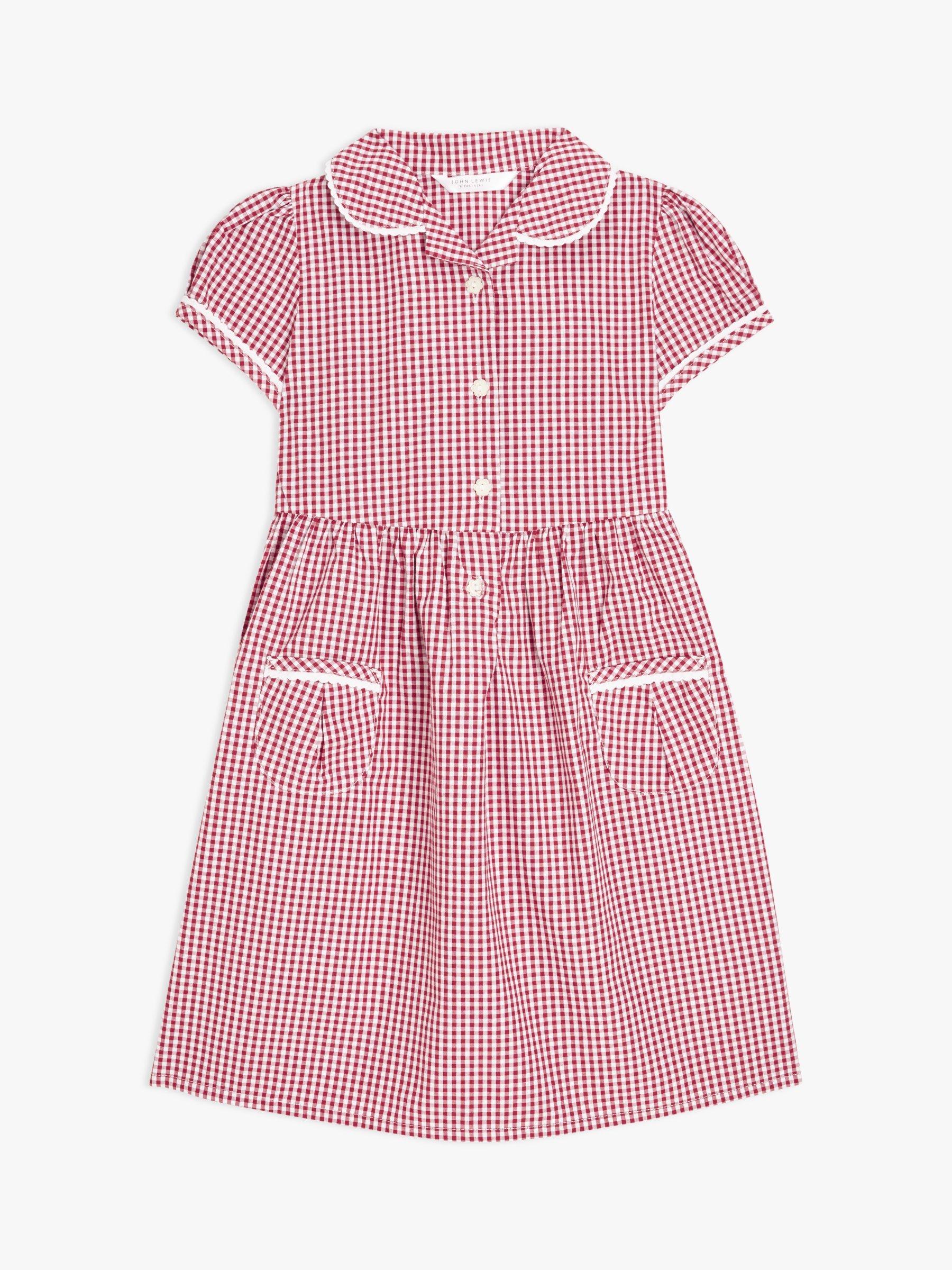 John Lewis Gingham Cotton School Summer Dress Red