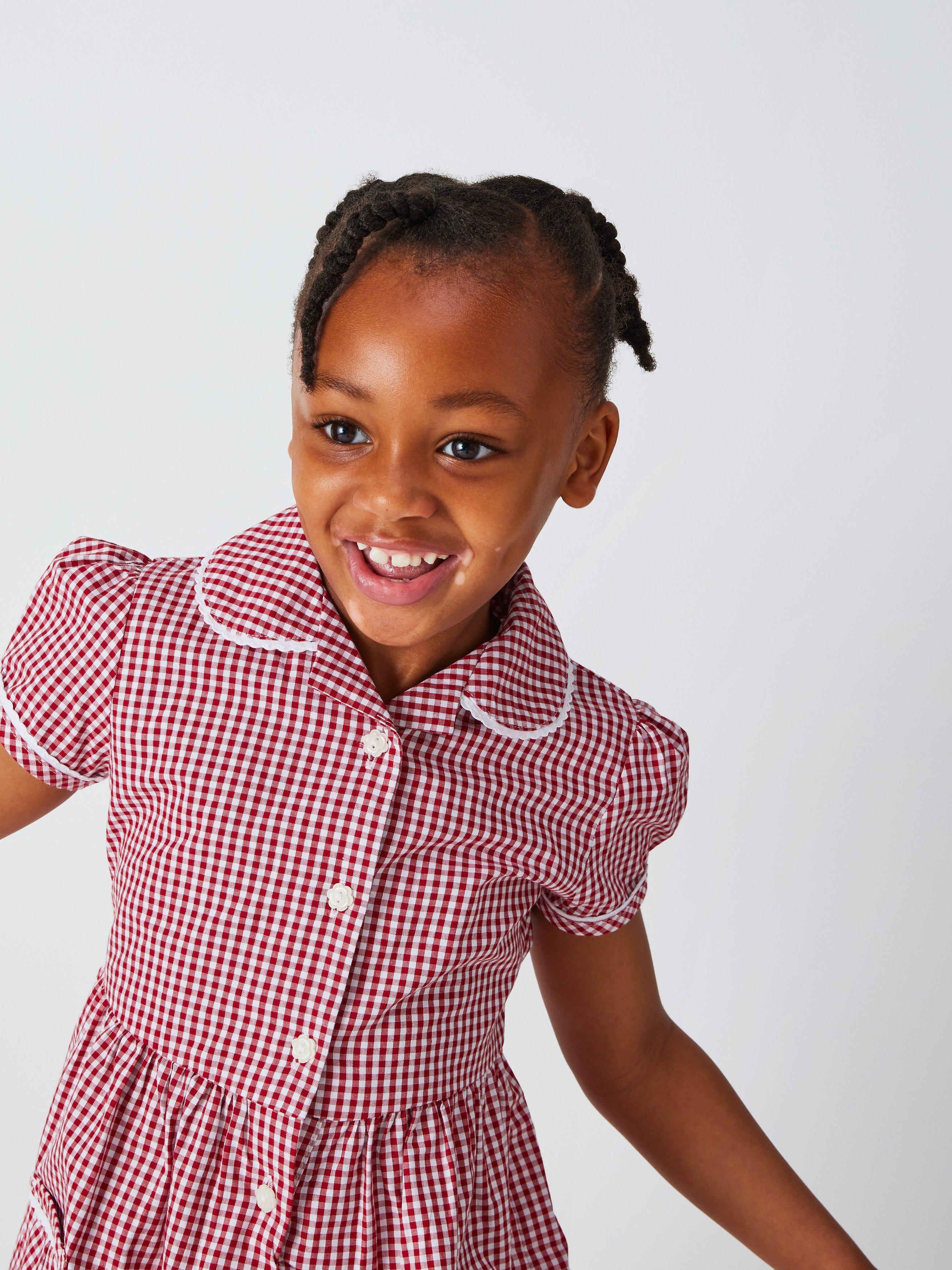 John Lewis Gingham Cotton School Summer Dress Red