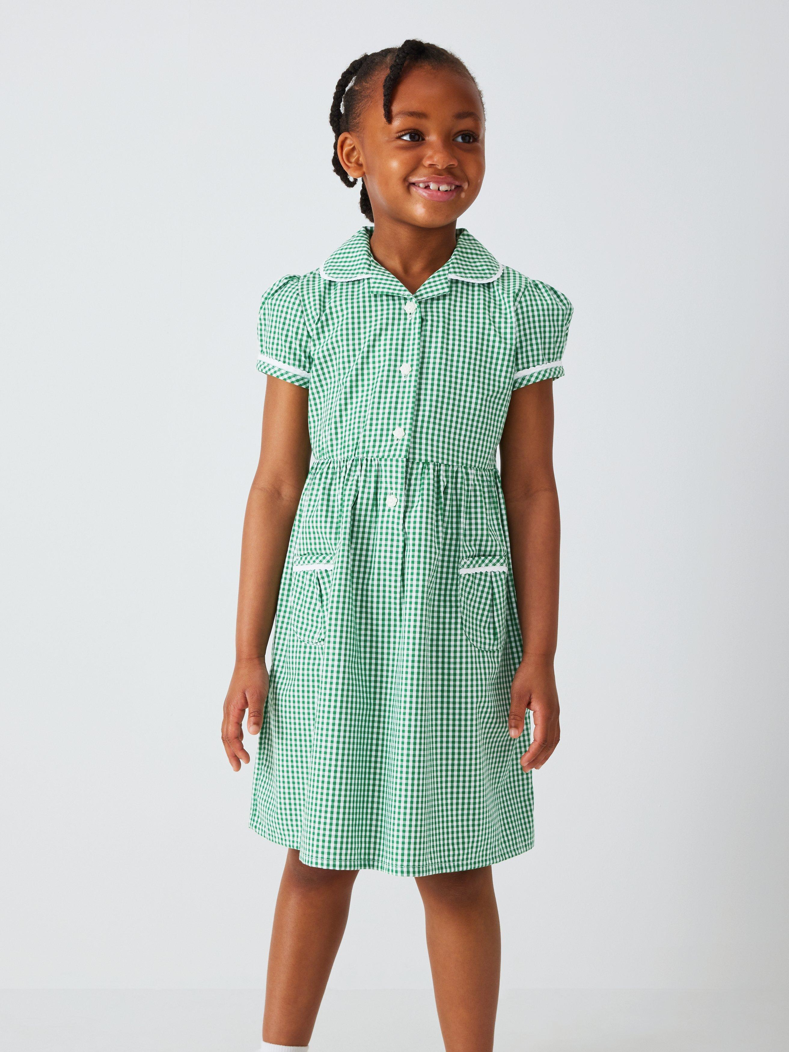 Girls green gingham school dress on sale