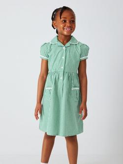John Lewis Gingham Cotton School Summer Dress, Green