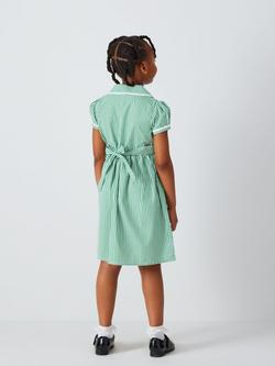 John Lewis Gingham Cotton School Summer Dress - view 2, Green