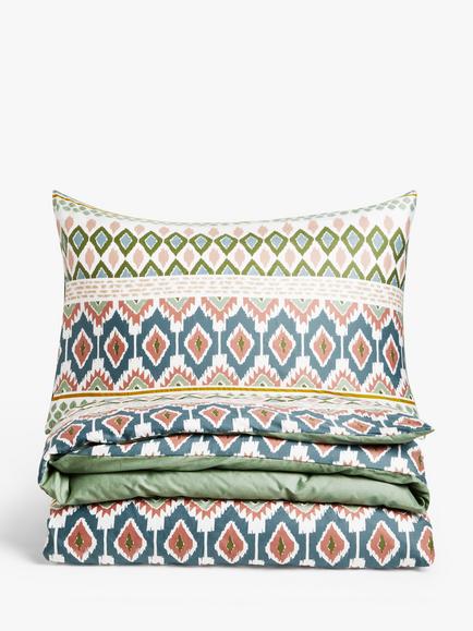 John Lewis Thea Pure Cotton Sateen Stripe Duvet Cover Set - view 2, Honey Mustard