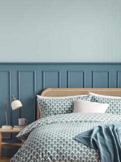 John Lewis Palmette Reversible Organic Slubby Cotton Double Duvet Cover Set, Lake Blue